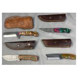 (4) Fixed Blade Damasus Steel Knives