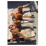 (4) Harrington 3 Ton Ratchet Lever Hoists
