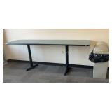 TV, Bar Table, and Trash Can