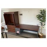 Desk, Entertainment Center, Fan & Tree