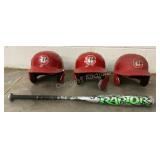 (3) Lookouts Helmets & Bat