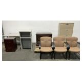 Desk, Cabinets & Chairs