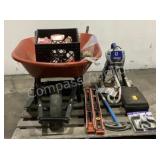 Paint Sprayer, Wheel Barrow & More