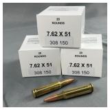 (60) Rnds Reloaded .308 150g Soft Point
