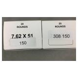 40 Rnds Reloaded .308 Win 150g SP