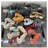 (3) Assorted Beam Clamps and Trolley