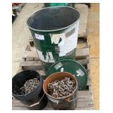 Barrel and Buckets of Assorted Chain