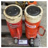 (2) PowerTeam 50 Ton Hydraulic Rams