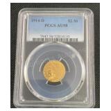1914 D Indian Head 2-1/2 Dollars Gold Coin .121 AG