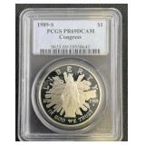 1989 S Congress Silver Dollar .7734 ASW PCGS PR69D