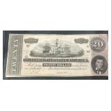 1864 Confederate States of America $20 Banknote