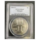 1984 D Olympic Silver Dollar .7734 ASW PCGS MS69