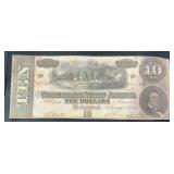 1864 Confederate States of America $10 Banknote