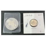1949-D Dime & 2000 .999 Silver Coin