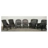 (6) Assorted Wicker Patio Chairs