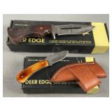 2 Custom Damascus Style Knives Fixed Blade