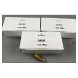 (150) Rnds Reloaded 9mm 124g FMJ