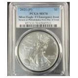 2021 1oz Silver Ealge Dollar PCGS MS70