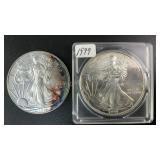 (2) 1999 & 2011 1oz Silver Eagle Dollars