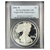 2006 1oz Silver Eagle Dollar -20th PCGS PR69DCAM