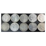 (10) Assorted Years 0.7734oz Morgan Silver Dollars