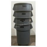 (4) 55 Gallon Trash Cans With Dollies