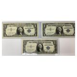 (3) US 1 Dollar Silver Certificates