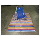 Folding Beach Chair, Umbrella, And Mat-