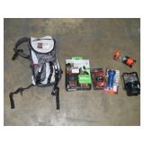 Walkie Talkies, Backpack, and Lanterns-