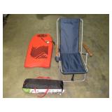 Boogie Board, Tent, and Beach Chair-