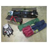 Canopy, Tent, Cot, Chairs and Backpack-