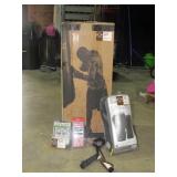 Punching bag, Bluetooth buds, gloves, jump rope-