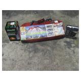 Tent, Lantern, and Camping Shower-