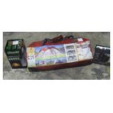 Tent, Lantern, and Camping Shower-