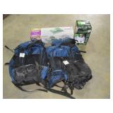 Tent, Backpacks, and Lantern-
