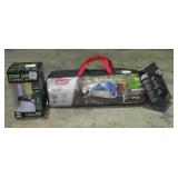 Tent, Lantern, and Camp Shower-