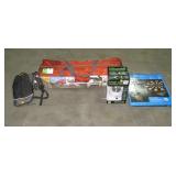 Tent, Hydration Pack, Lantern, and Dartboard-