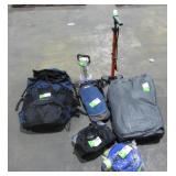 Backpack, Air Mattress, Pump, Lantern, Water Packs