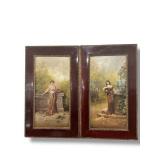 Antique 2pc Vadasz Paintings Oil on Canvas
