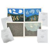 4pc Pablo Picasso Linocuts with COAs