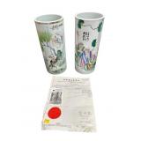 Pr Antq Porcelain Brush Holders w Certificate