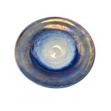 Iridescent Blue Hand Blown Art Glass Bowl