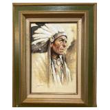 Harley Brown Watercolor Native American Chief
