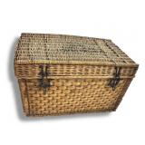 Antique Steamer Trunk Wicker with Ship Info