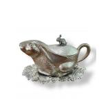 Arthur Court Bunny Gravy Boat & Leaf Tray