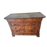 Antique 4 Drawer Burlwood Chest Marble Top