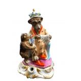 Antq Dresser Porcelain Inkwell Bear in Nightcap
