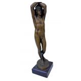 Early 19C Bronze "Narcissus" Male Nude Figure