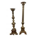 Antique 2pc Brass Altar Candlesticks