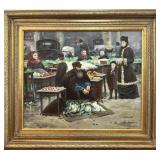 K. Dawson (Daluson/Dallson) Oil on Canvas Market